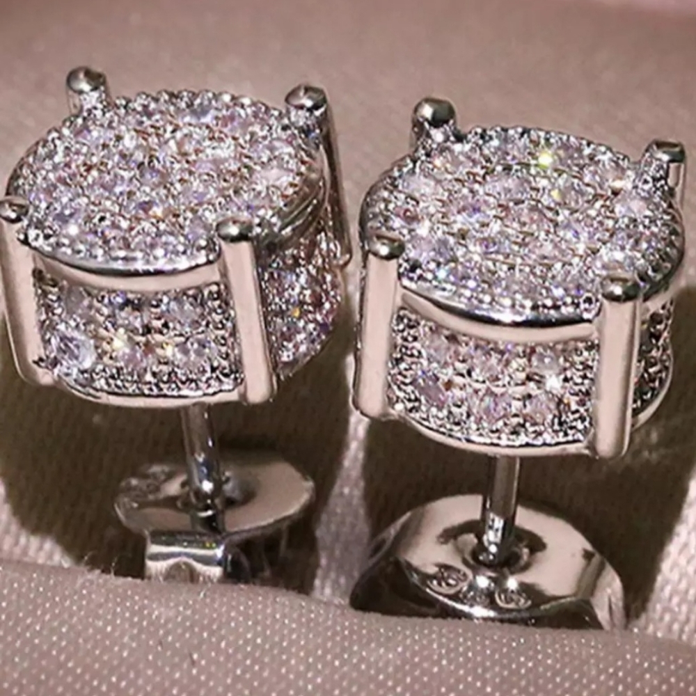 925 sterling silver Rhinestone Stud Earrings